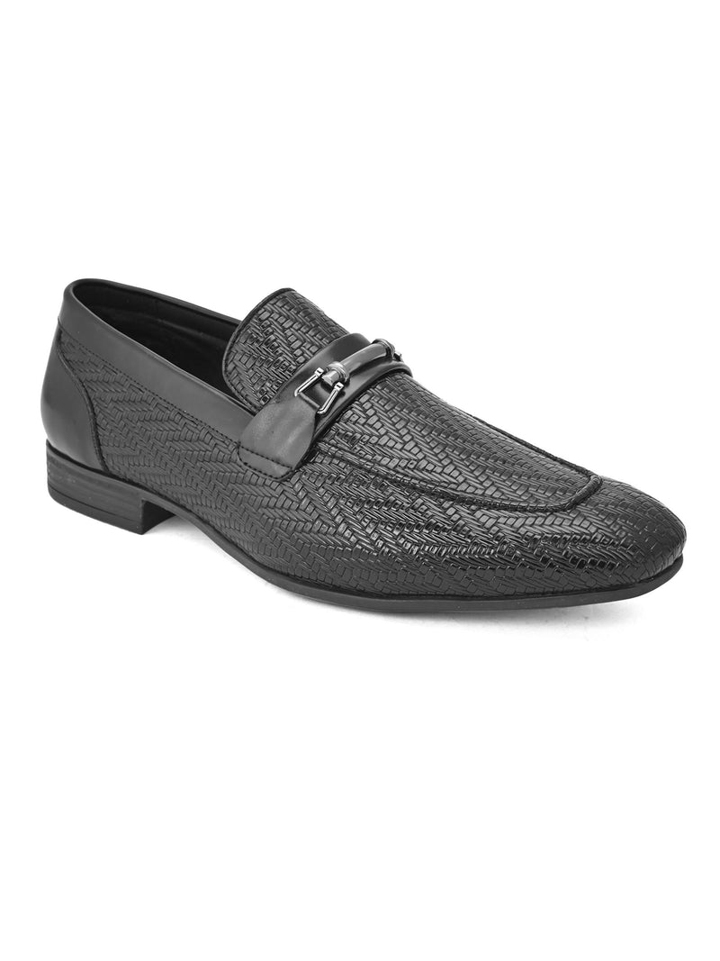 Wesley Black Textured Slip-Ons