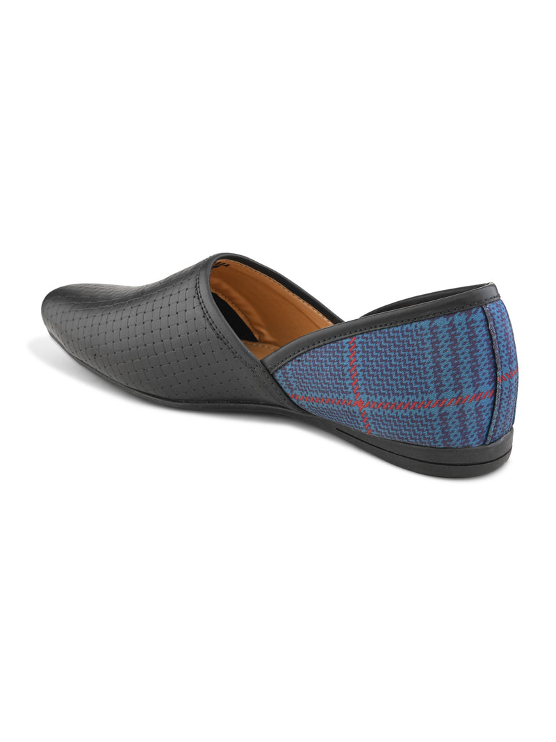 Basketweave Blue Plaid Mojaris