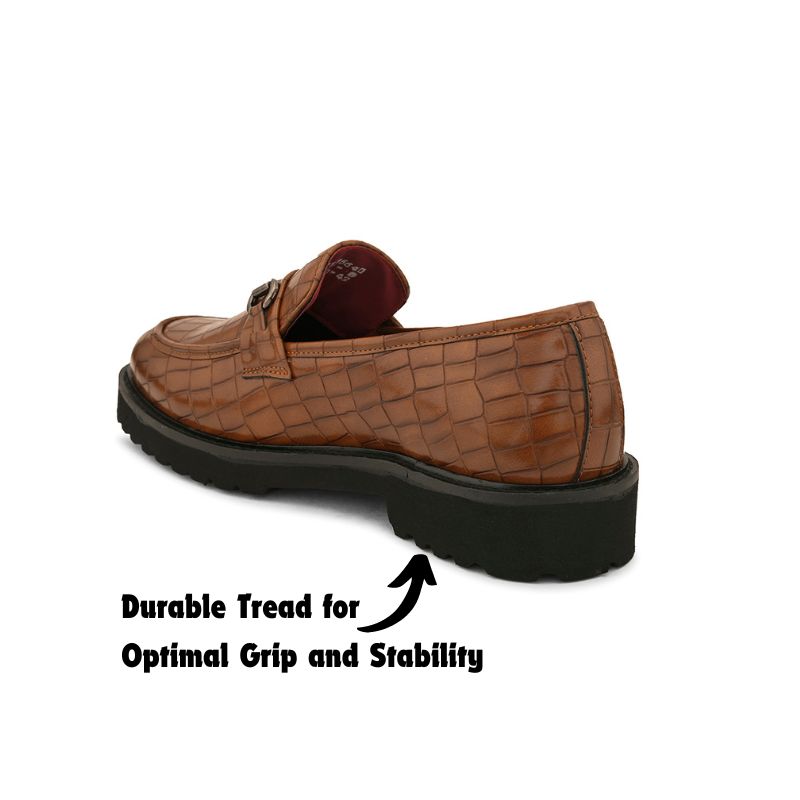 Romano Tan Textured Loafers