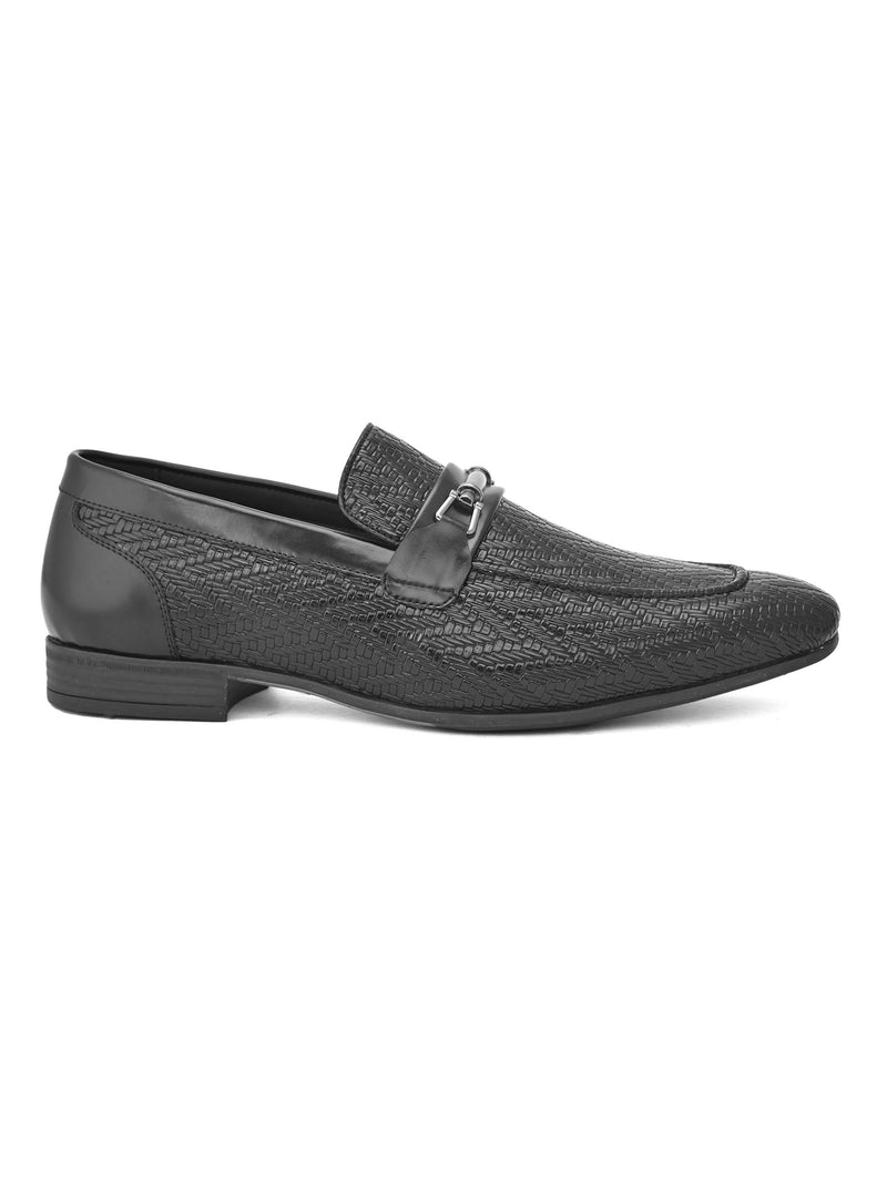 Wesley Black Textured Slip-Ons