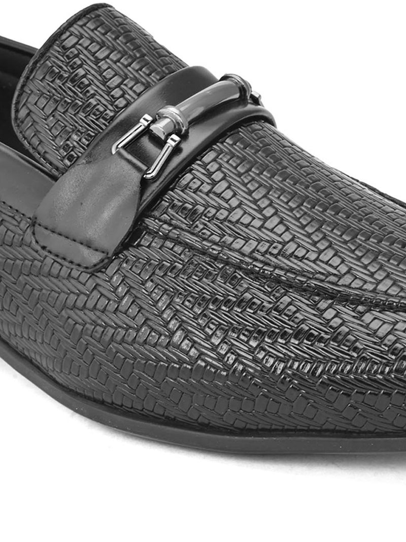 Wesley Black Textured Slip-Ons