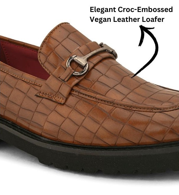 Romano Tan Textured Loafers