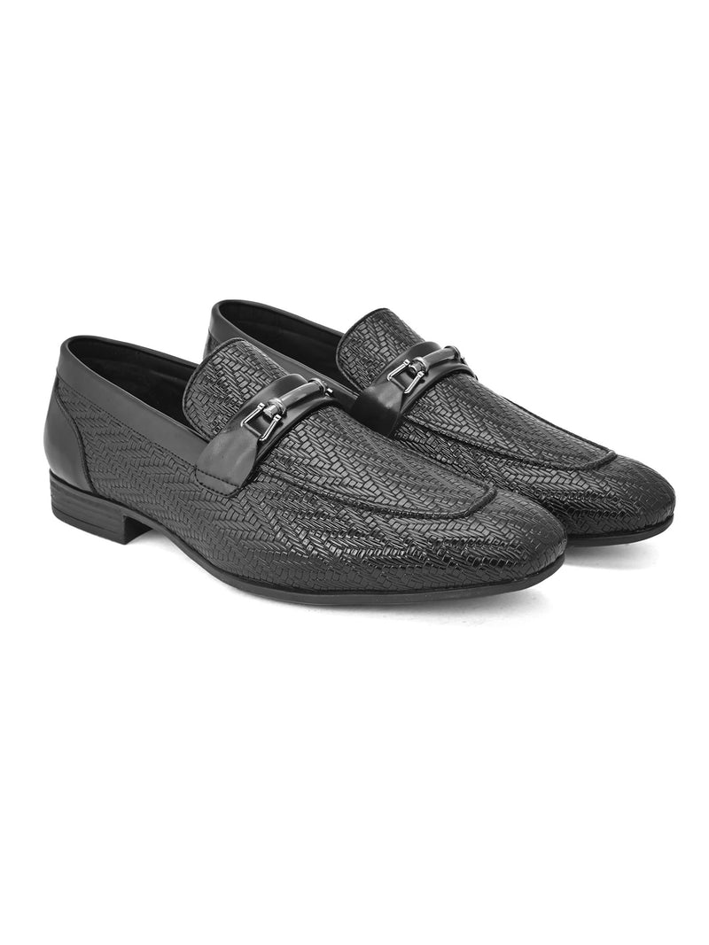 Wesley Black Textured Slip-Ons