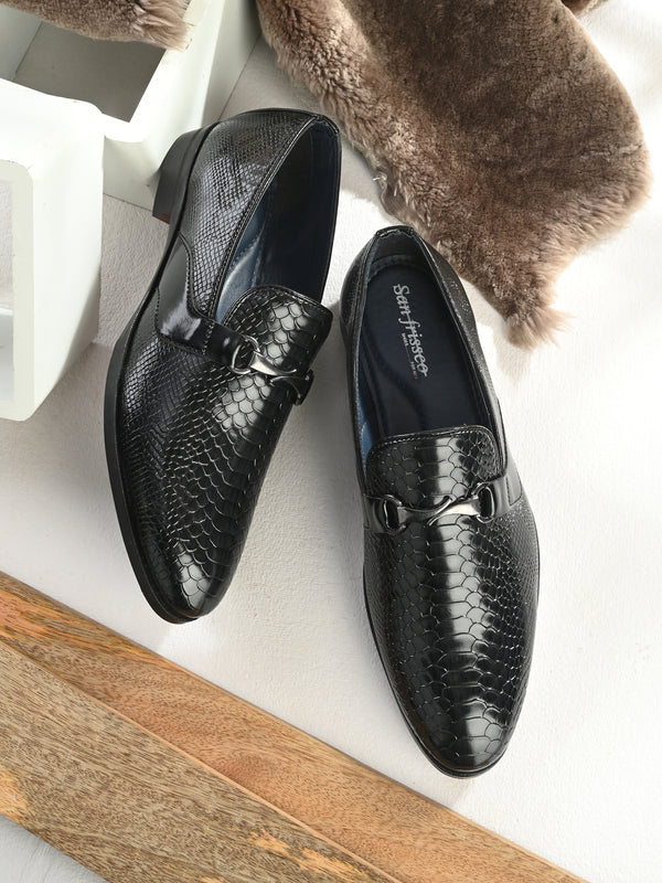 Palermo Black Textured Slip-Ons