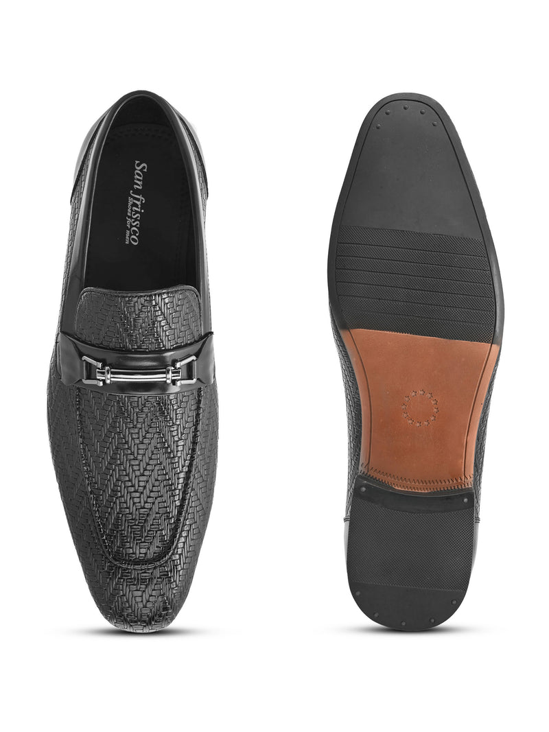 Wesley Black Textured Slip-Ons