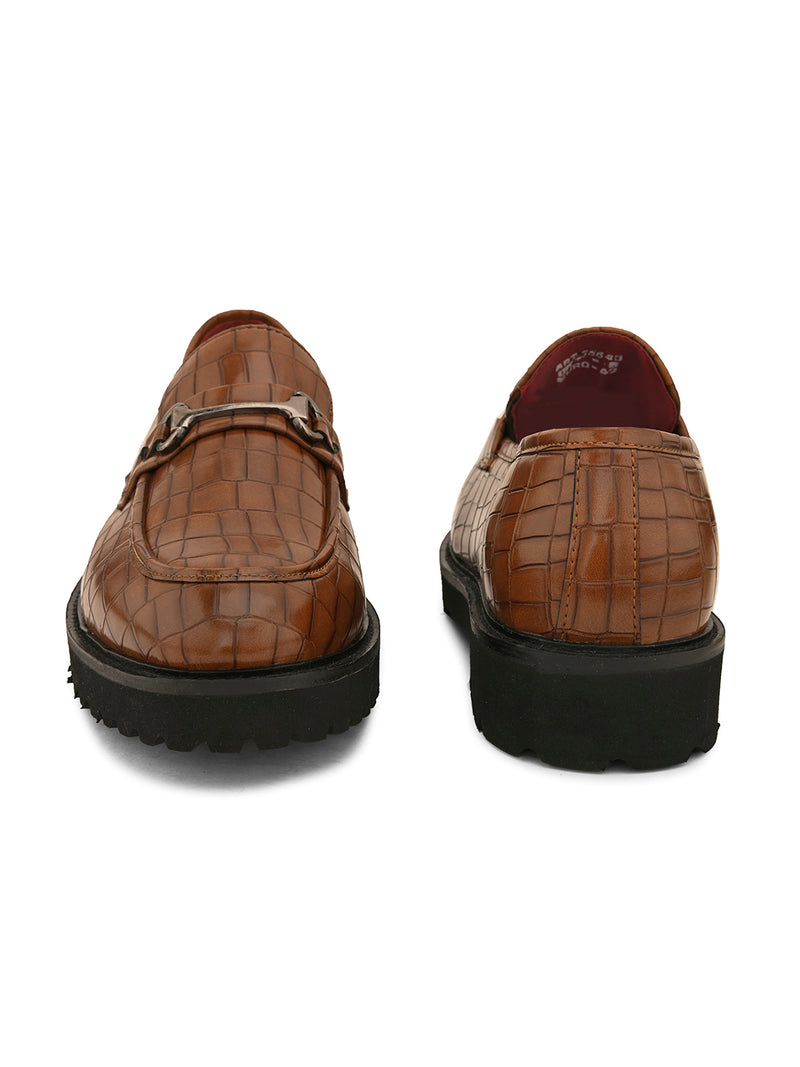 Romano Tan Textured Loafers