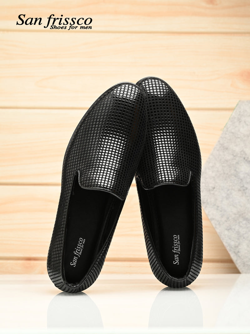 Rivalry Black Textured Slip-Ons