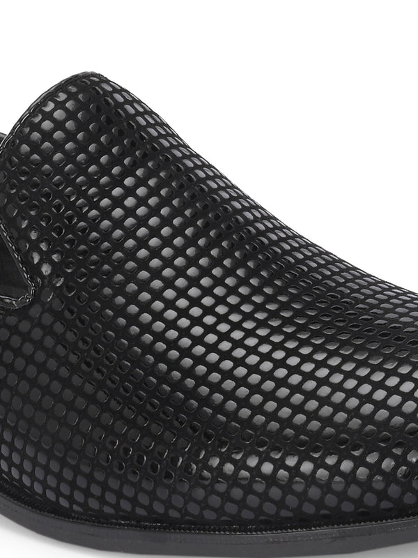 Rivalry Black Textured Slip-Ons