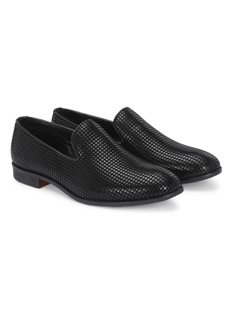 Rivalry Black Textured Slip-Ons