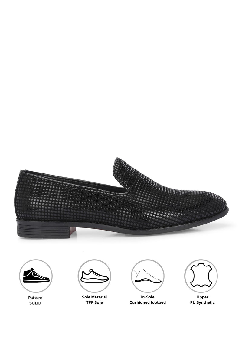 Rivalry Black Textured Slip-Ons