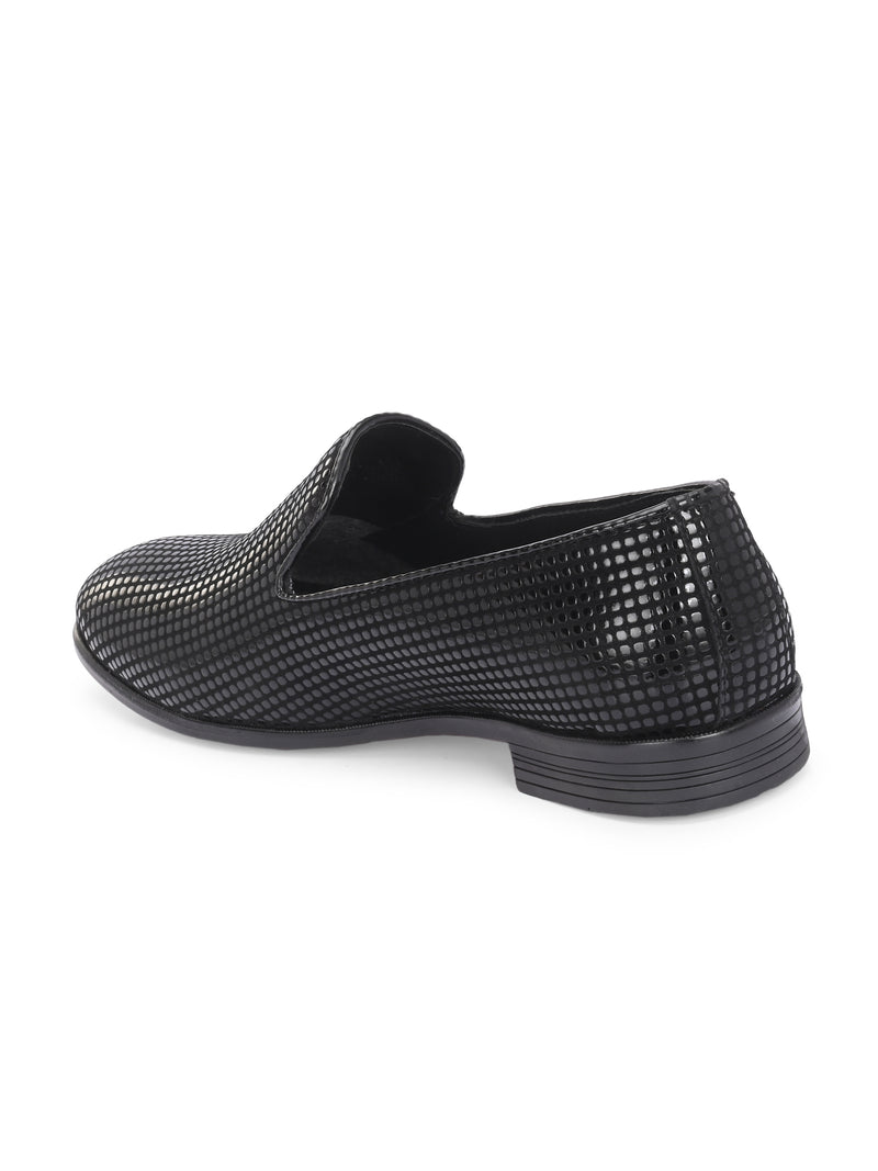 Rivalry Black Textured Slip-Ons