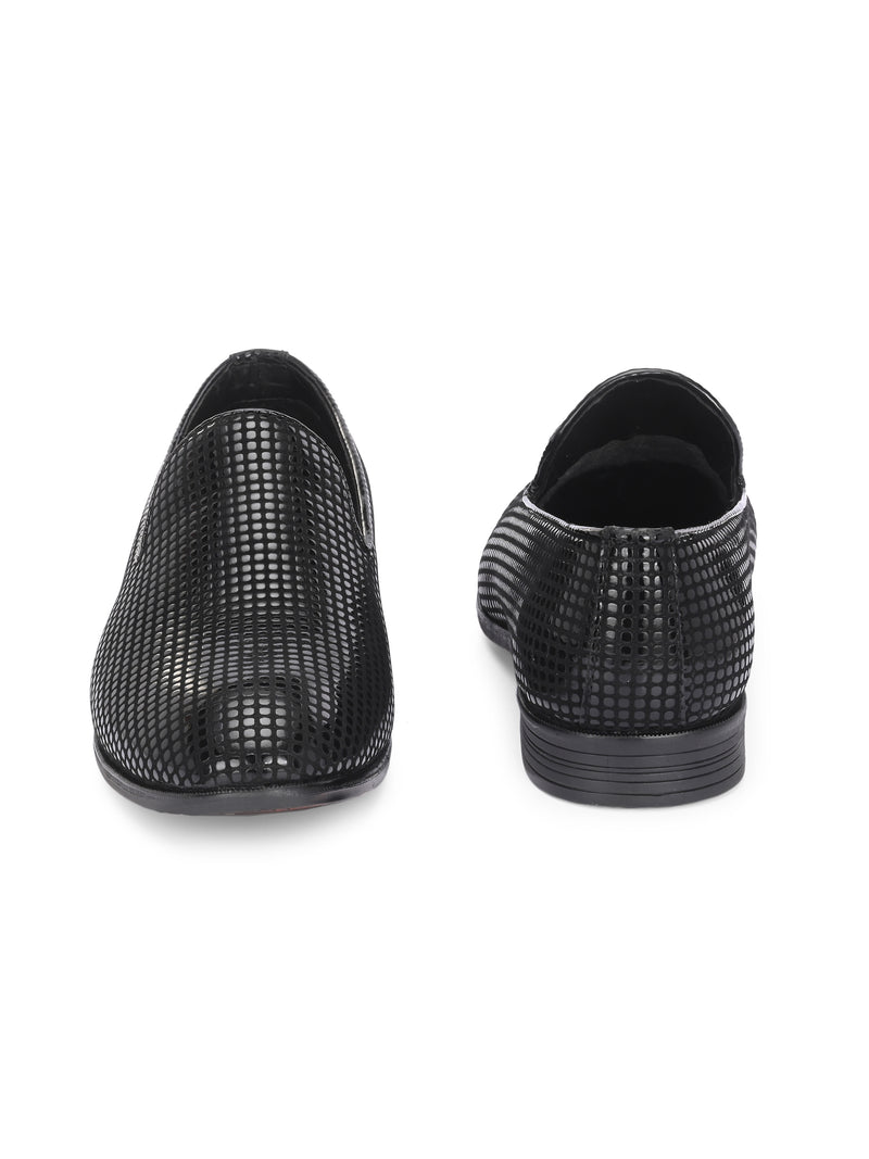 Rivalry Black Textured Slip-Ons