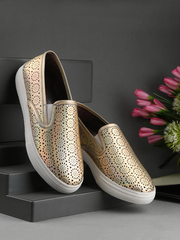 Aurora Women Golden Slip-Ons