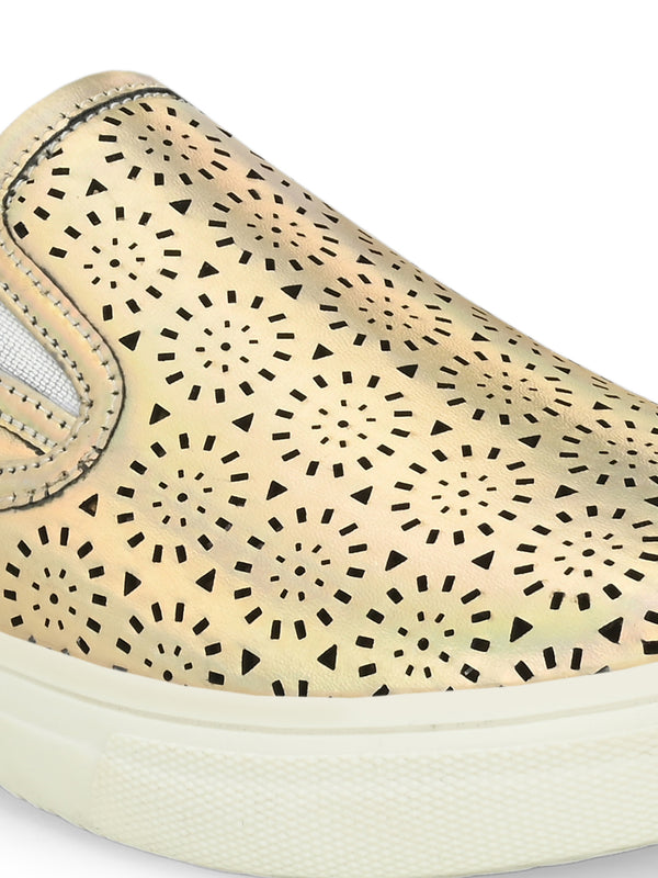 Aurora Women Golden Slip-Ons