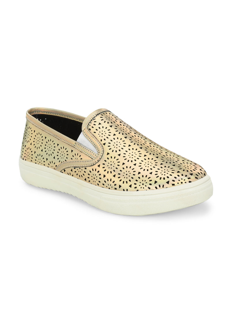 Aurora Women Golden Slip-Ons