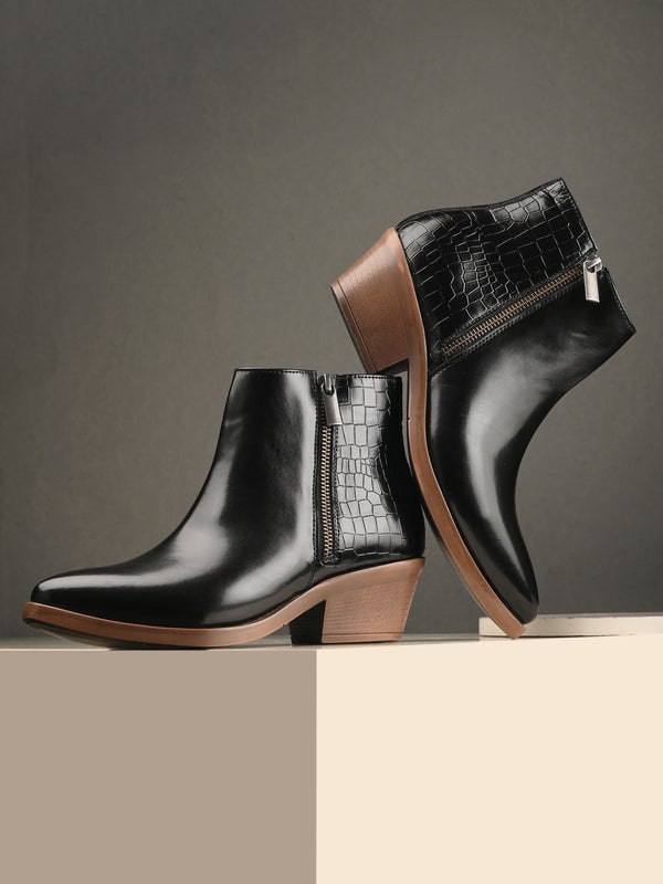 Parisian Women Black  Mid-Top Boots