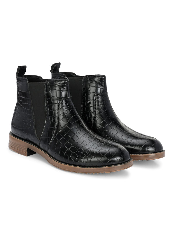 Savanna Women Black Textured Boots