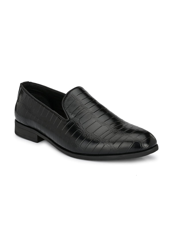 Escaro Black Textured Slip-Ons