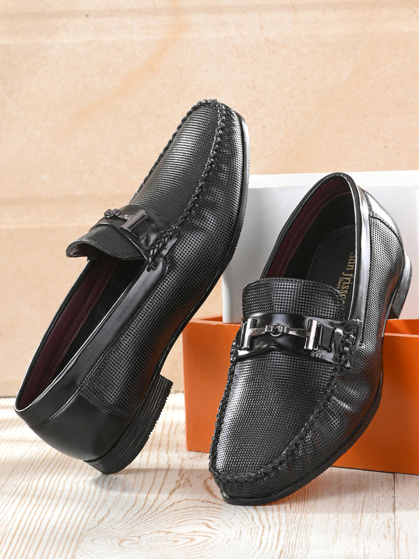 Master Black Textured Slip-Ons