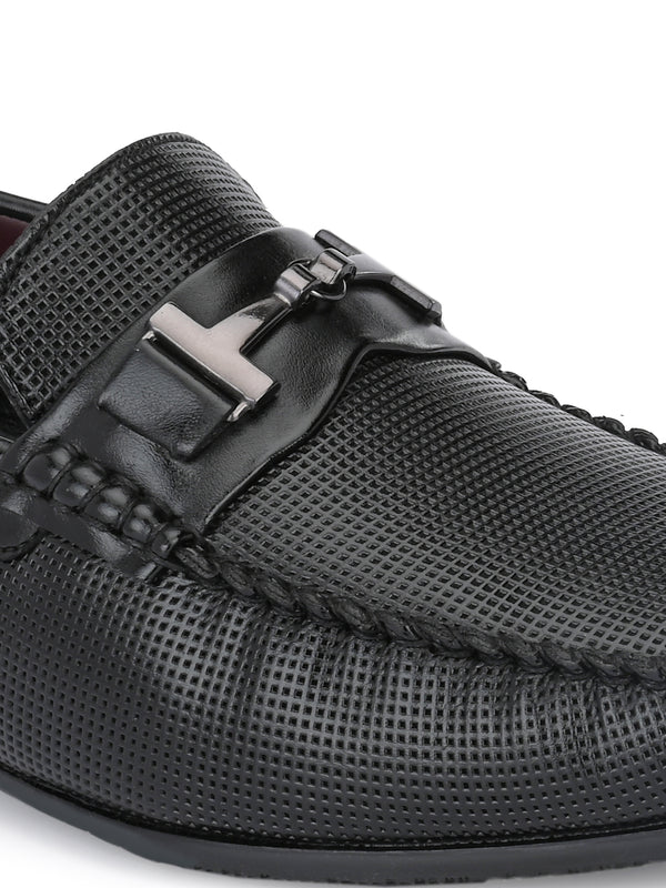 Master Black Textured Slip-Ons