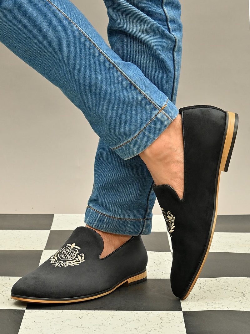 Velvet discount embroidered loafers