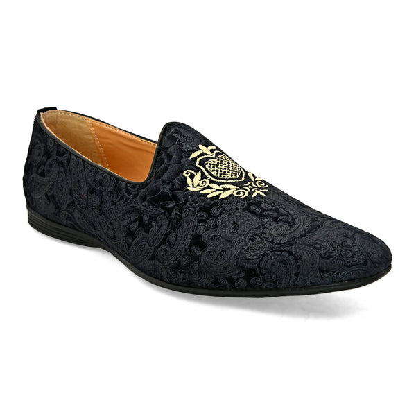 Mistry Black Embrodered Slip-Ons