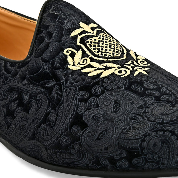 Mistry Black Embrodered Slip-Ons