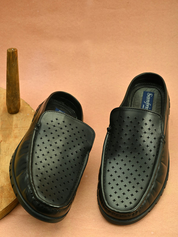 Roma Black Perforated Mules